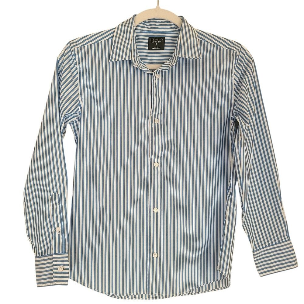 j. crew crewcuts ludlow premium fine cotton dress shirt striped boys size 12